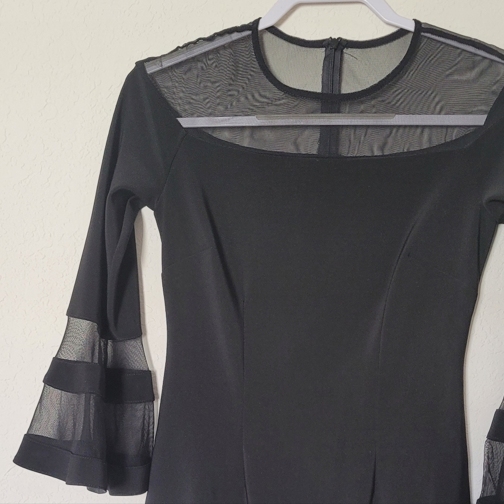 Joseph Ribkoff Black Dress with Mesh Accents Sz 4 - Picture 6 of 16